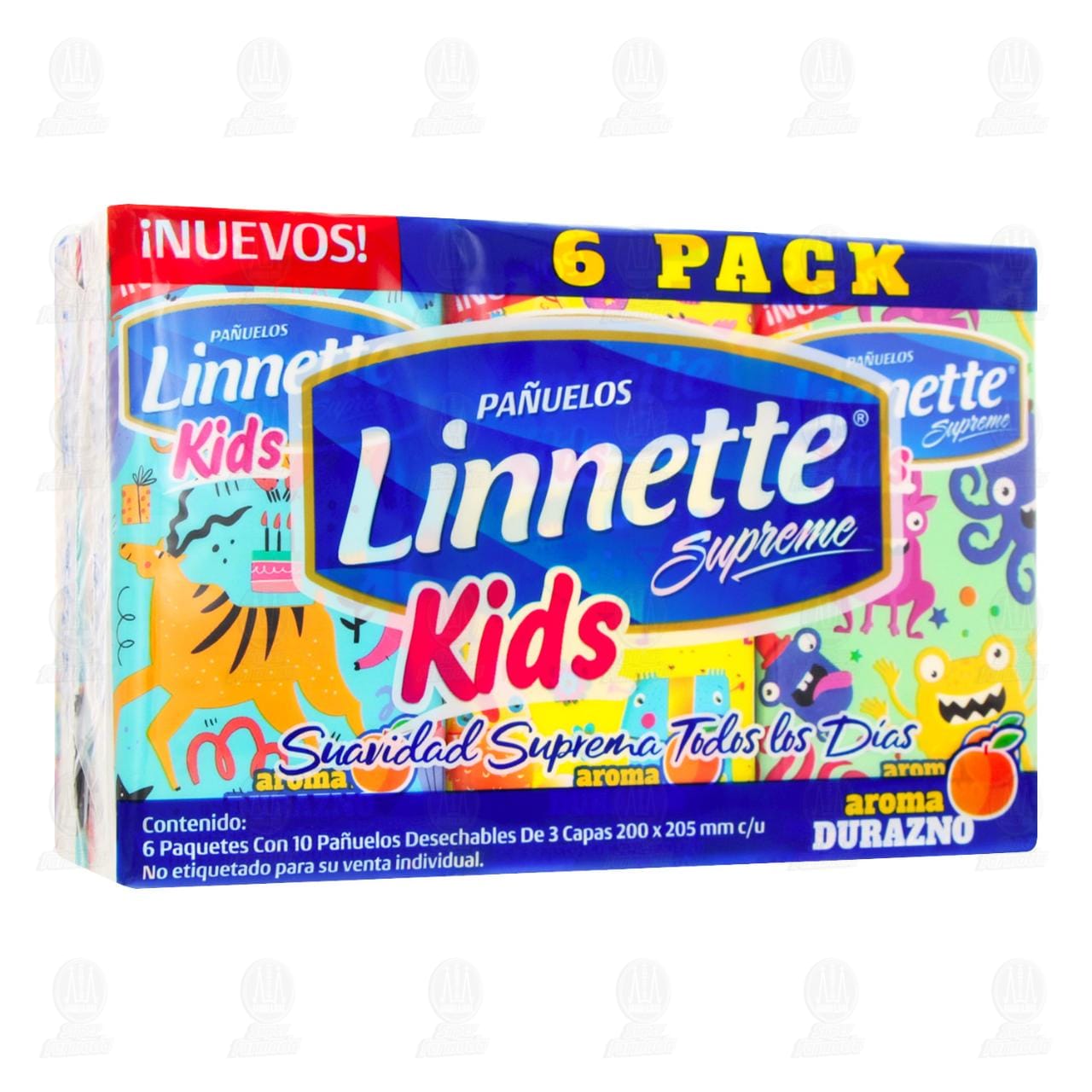 Imagen para Pack Pañuelos Desechables Linnette Supreme Kids con 6 Empaques Individuales, 10 pzas c/u.