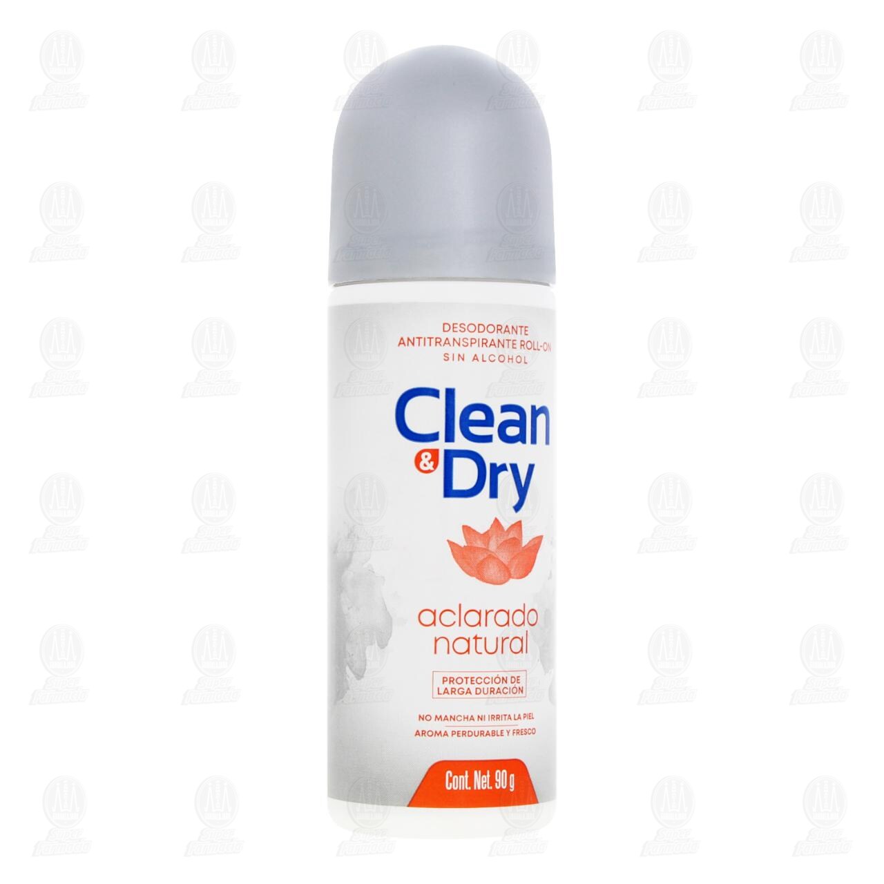 Desodorante Antitranspirante Sin Alcohol Clean & Dry Aclarado Natural en Roll-On, 90 gr.