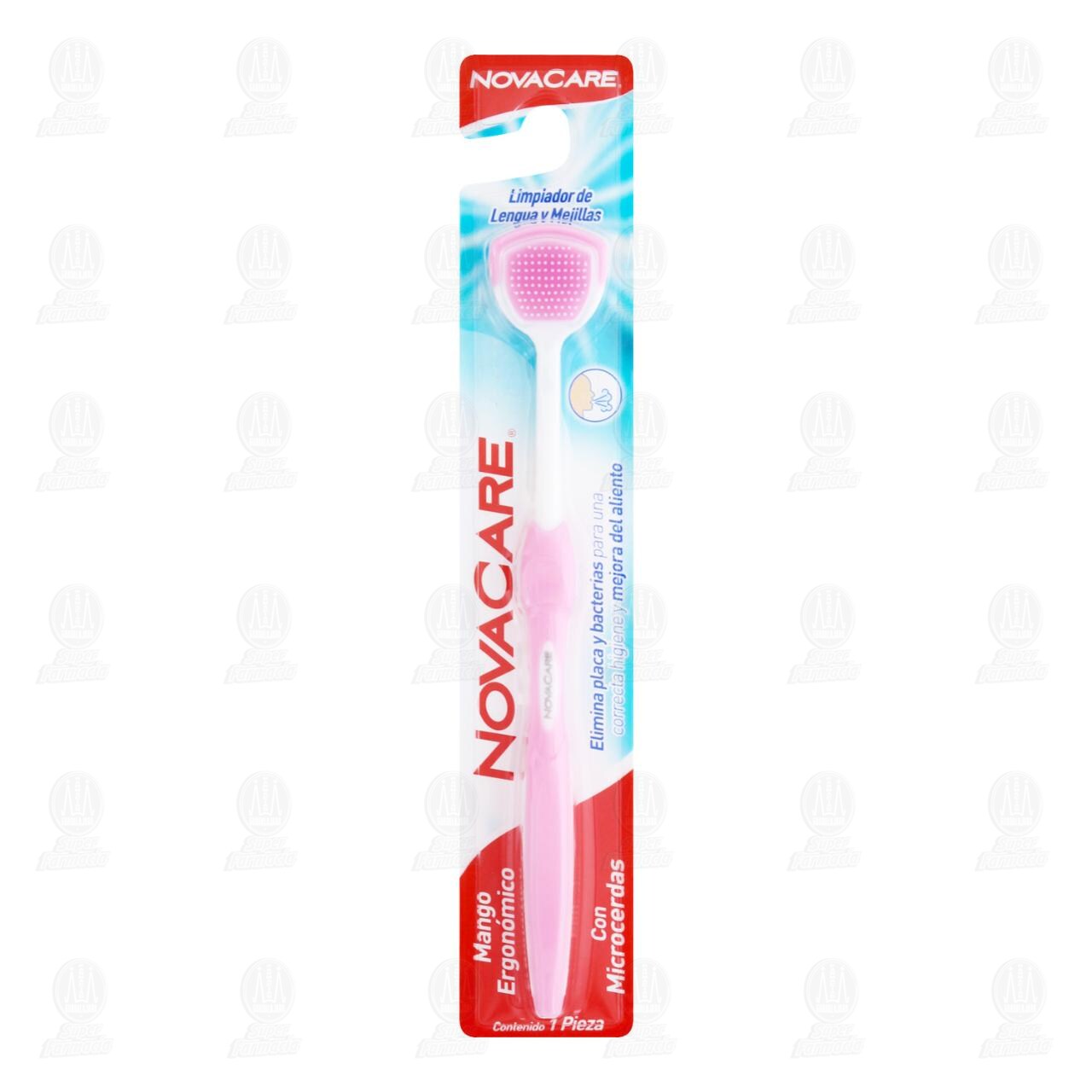 Limpiador de Lengua y Mejillas Novacare con Mango Ergon&oacute;mico y Microcerdas Varios Colores, 1 pz.