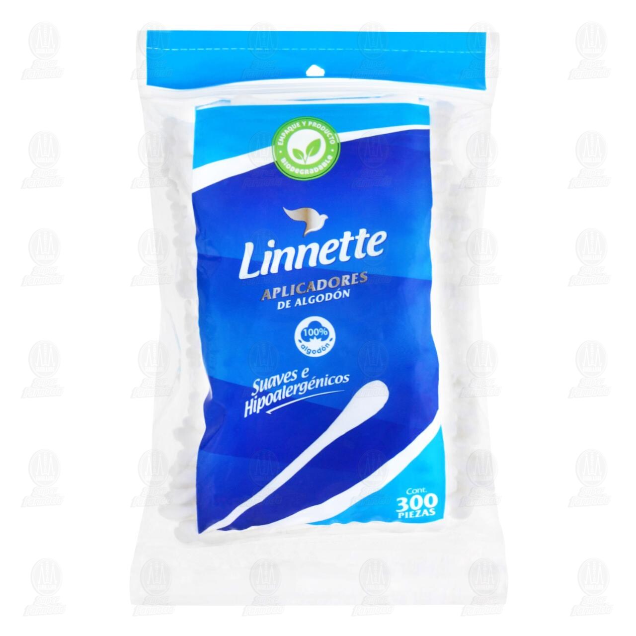 Aplicadores Linnette de Algodón, 300 pzas.