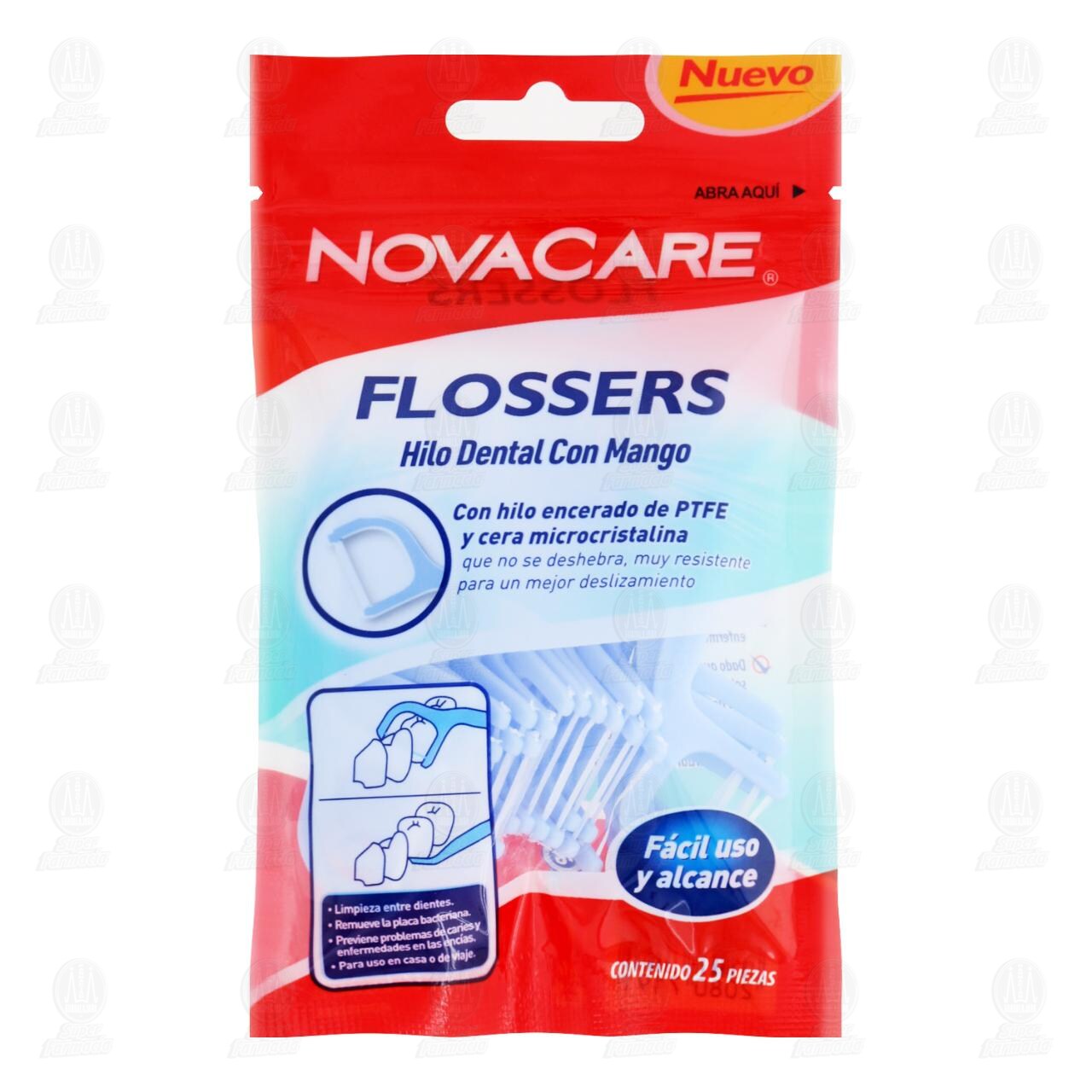 Hilo Dental Novacare Flossers con Mango, 25 pzas.