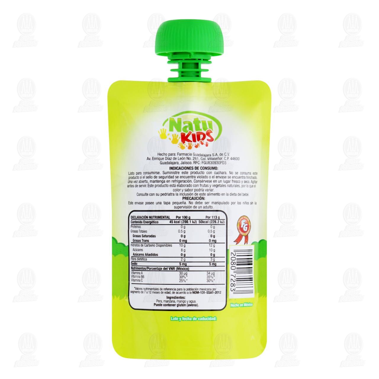 Papilla Natu Kids de Pera, Manzana y Mango A Partir de los 6 Meses, 113 gr. image number 1