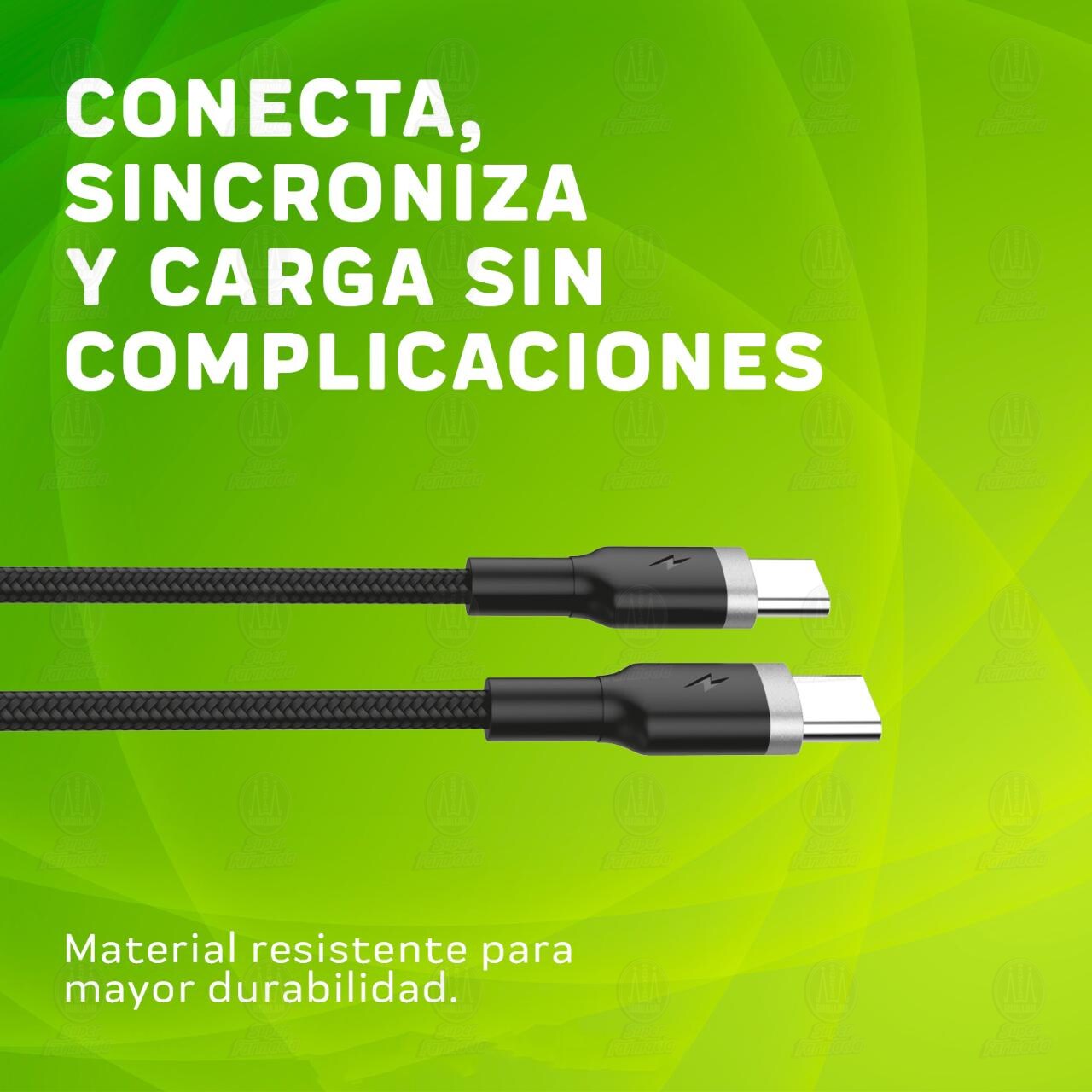 Cable Lime USB Tipo C a Tipo C con Recubrimiento de Tela, 1 pz. image number 3