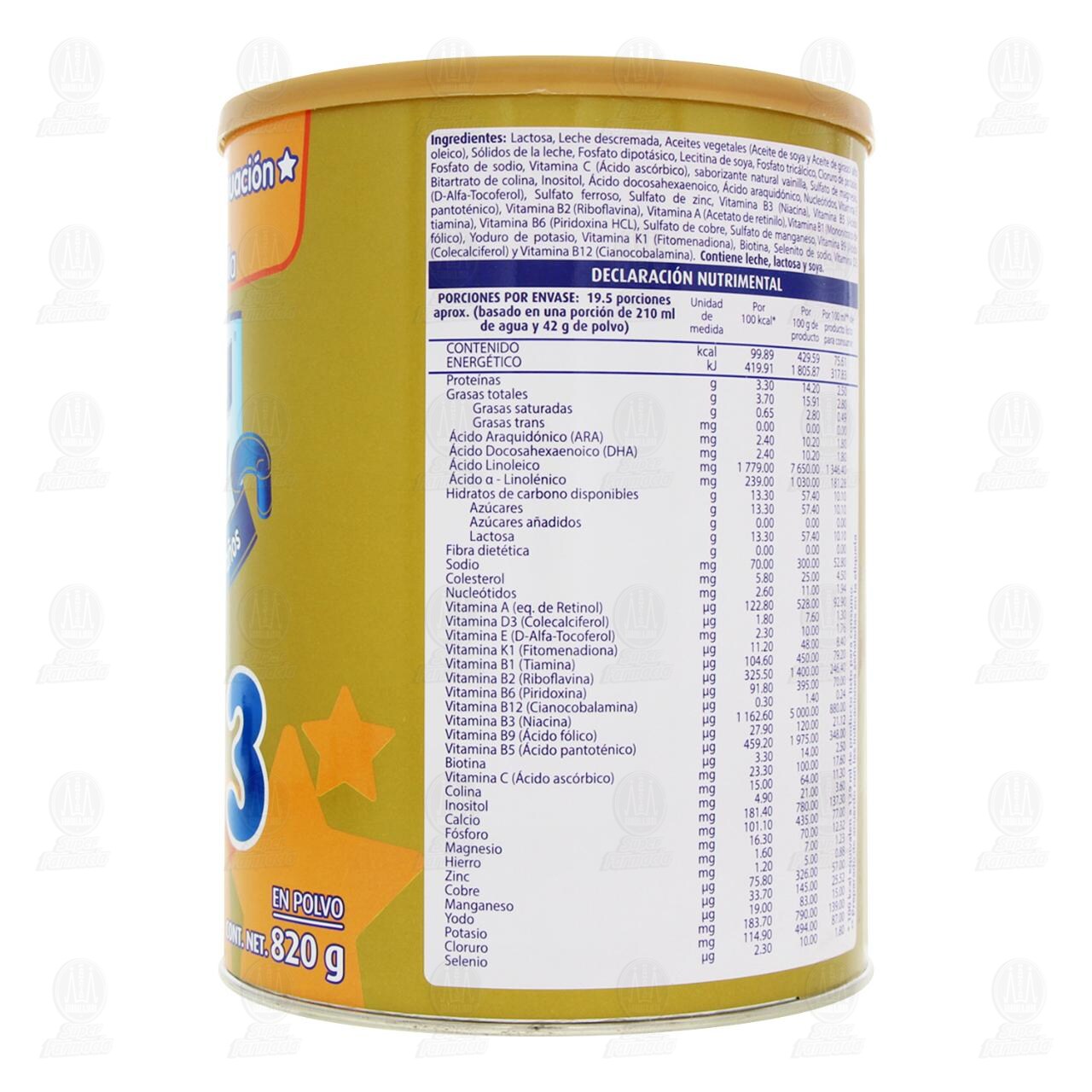 F&oacute;rmula Infantil Natu Baby 3 en Polvo Sabor a Vainilla (Edad 1-3 a&ntilde;os), 820 gr. image number 2