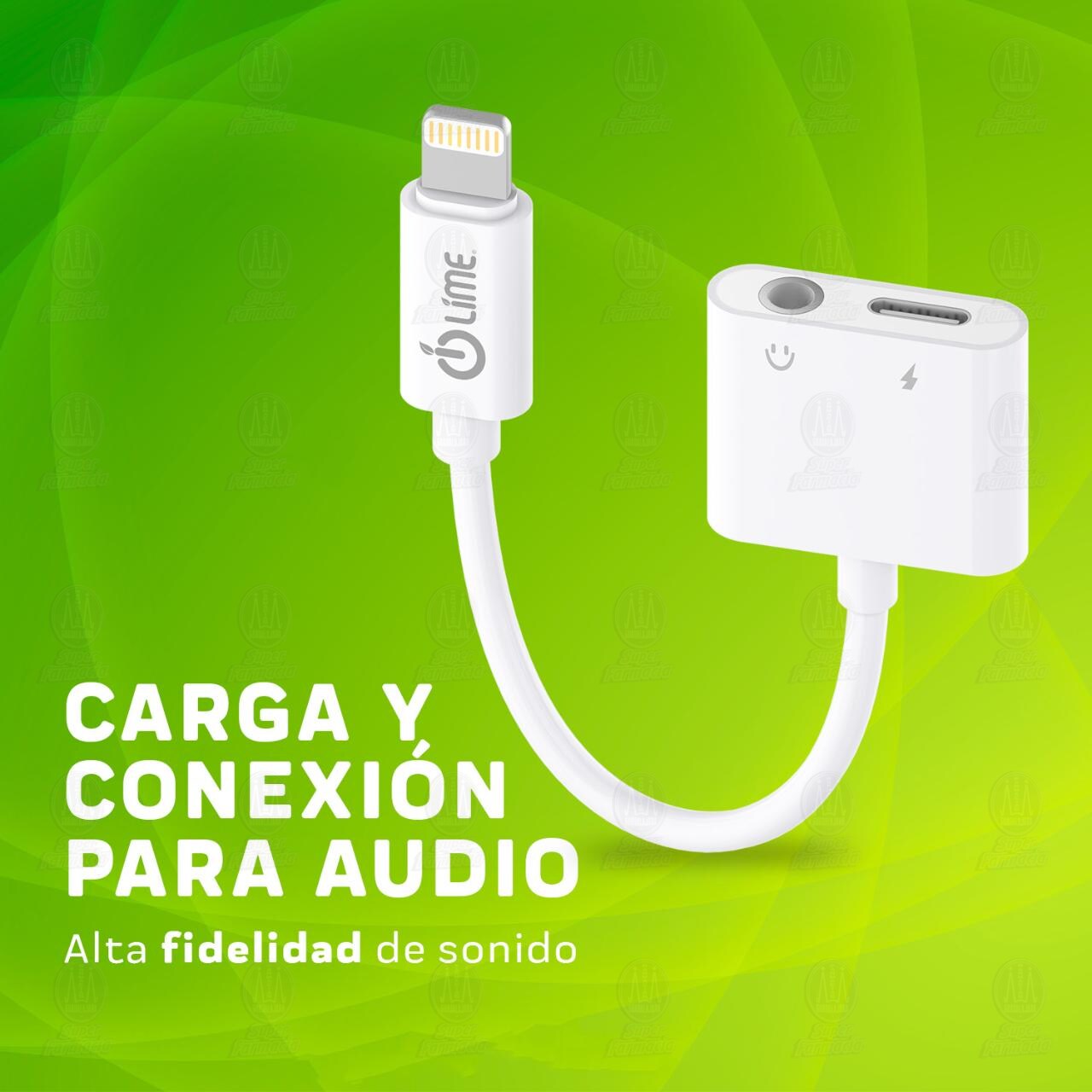 Adaptador Lime Lightning a AUX 3.5 mm y Carga Lightning, 1 pz. image number 3