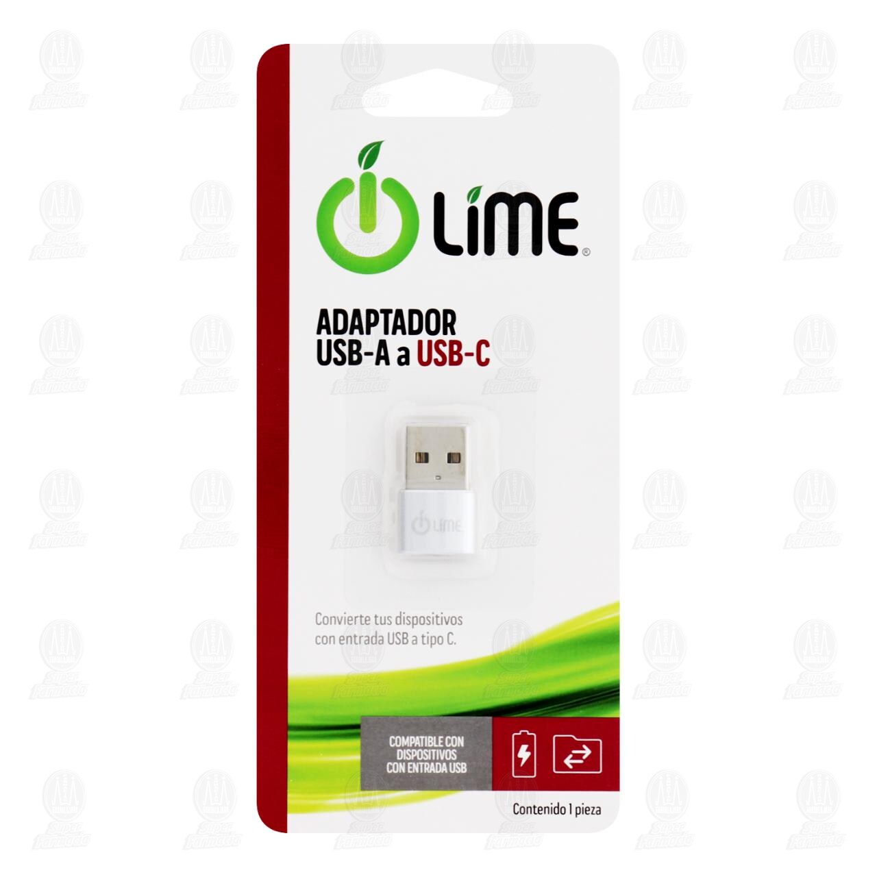 Adaptador Lime USB-A a USB-C, 1 pz.