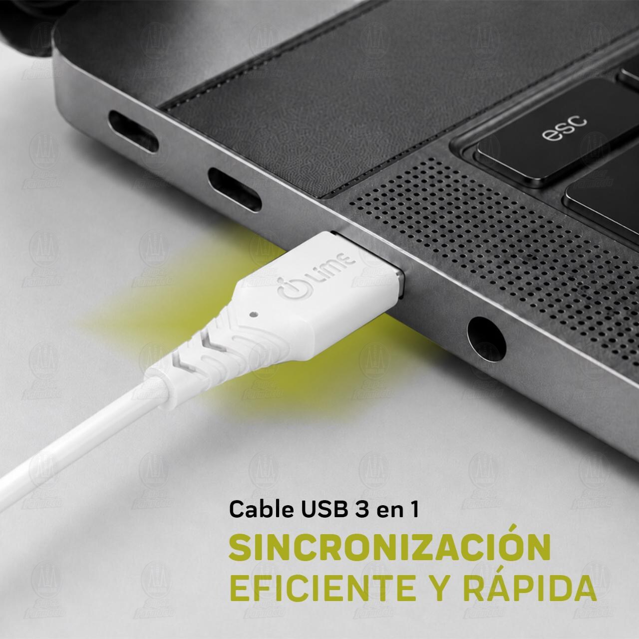 Cable USB 3 en 1 Lime, 1 pz. image number 4