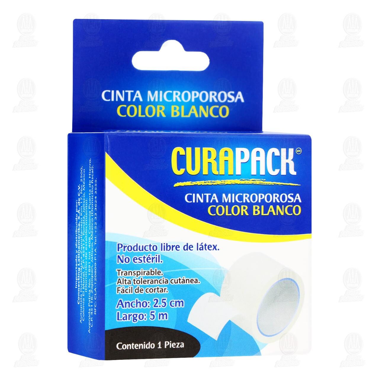 Cinta Microporosa Curapack Color Blanco 2.5cm x 5m, 1 pz.