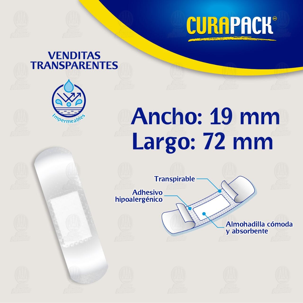 Venditas Curapack Transparentes 72mm x 19mm, 50 pzas. image number 2