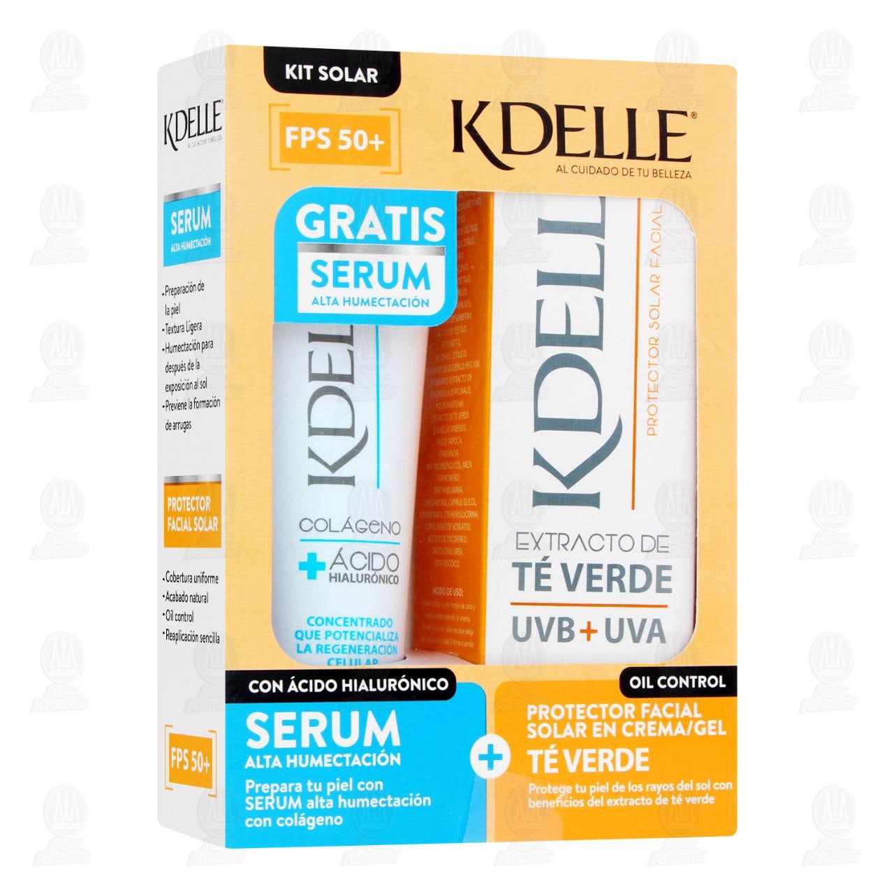 Imagen para Kit Solar Kdelle FPS 50+ Protector Solar Facial en Crema-Gel + Gratis Serum Alta Humectación, 2 pzas.