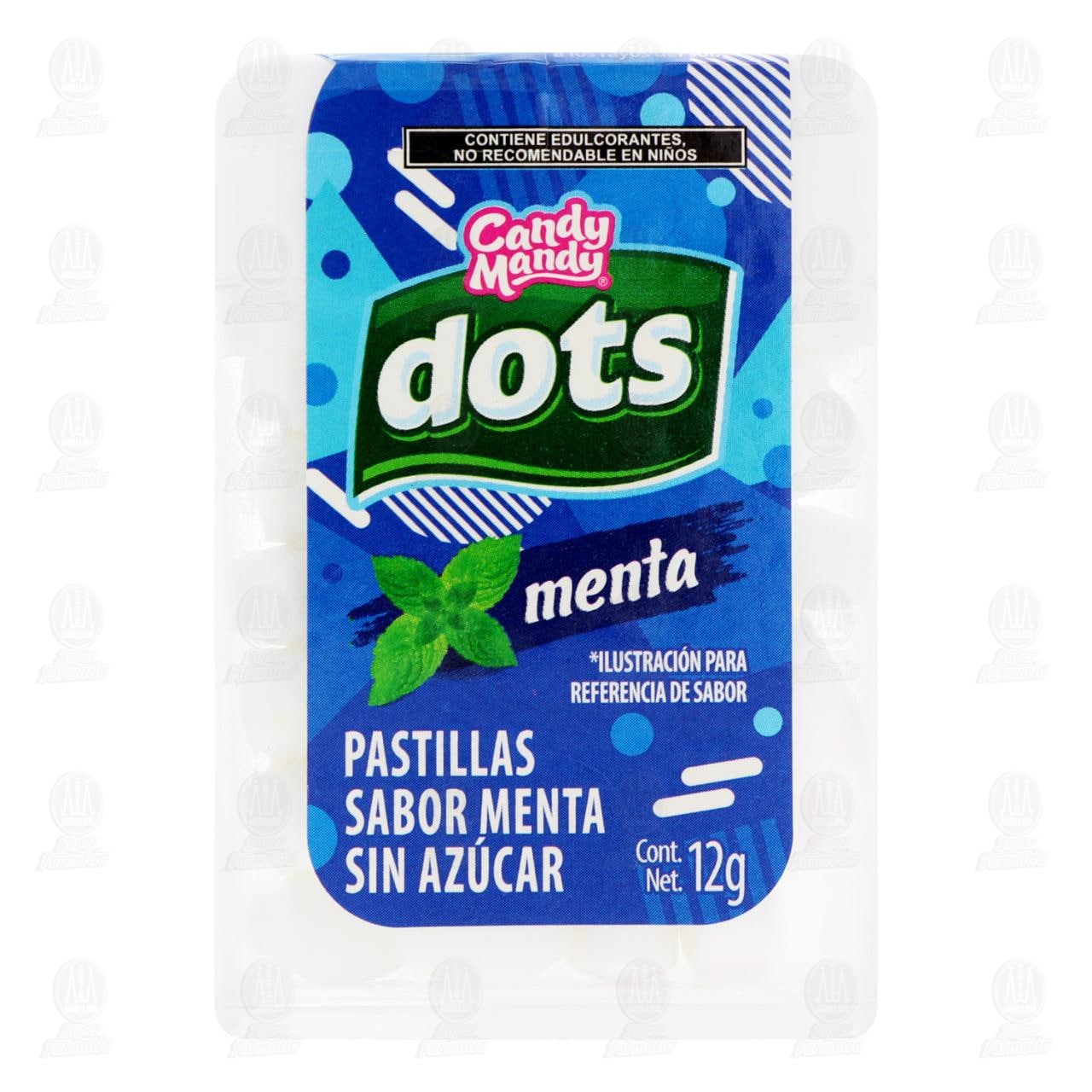 Pastillas Candy Mandy Dots Sabor Menta sin Az&uacute;car, 12 gr. image number 1