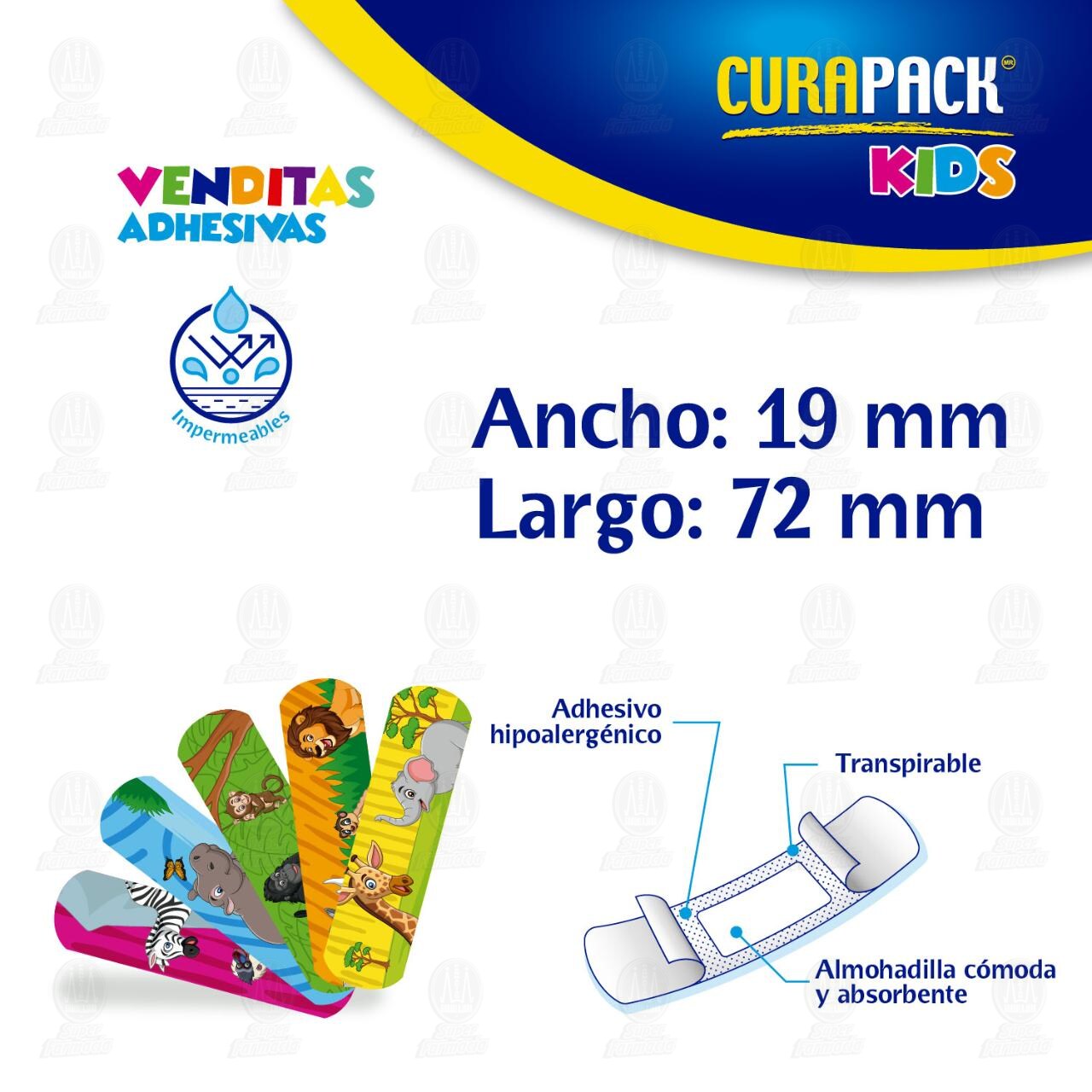 Venditas Adhesivas Curapack Kids 72mm x 19mm, 30 pzas. image number 2