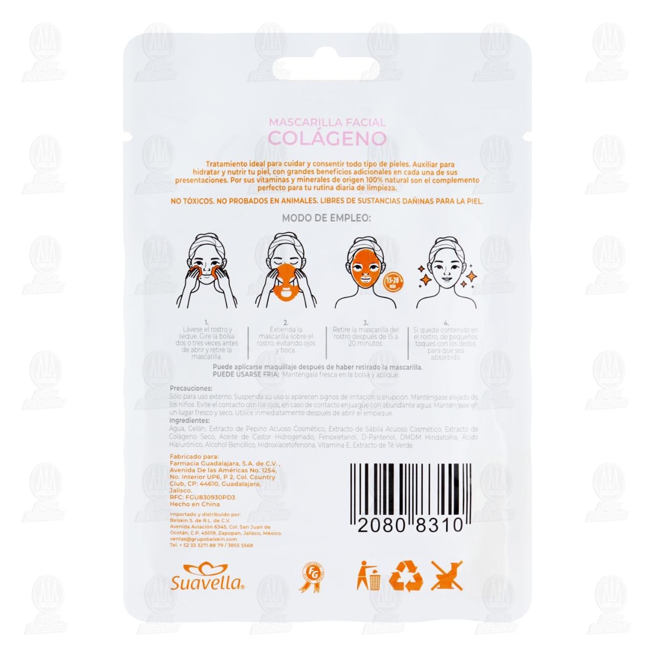 Mascarilla Suavella Facial Colágeno, 1 pz. image number 1