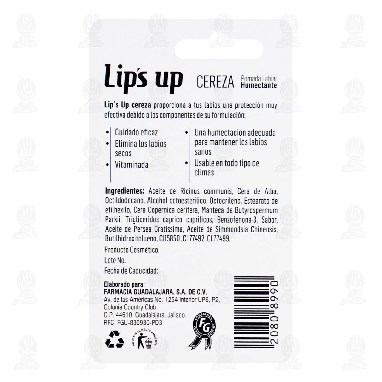 Protector Labial Lip's Up Cereza FPS 15, 4.8 gr. image number 1