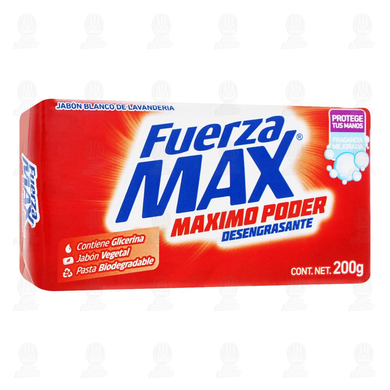 Jab&oacute;n de Lavander&iacute;a Fuerza Max Blanco M&aacute;ximo Poder Desengrasante, 200 gr. image number 0