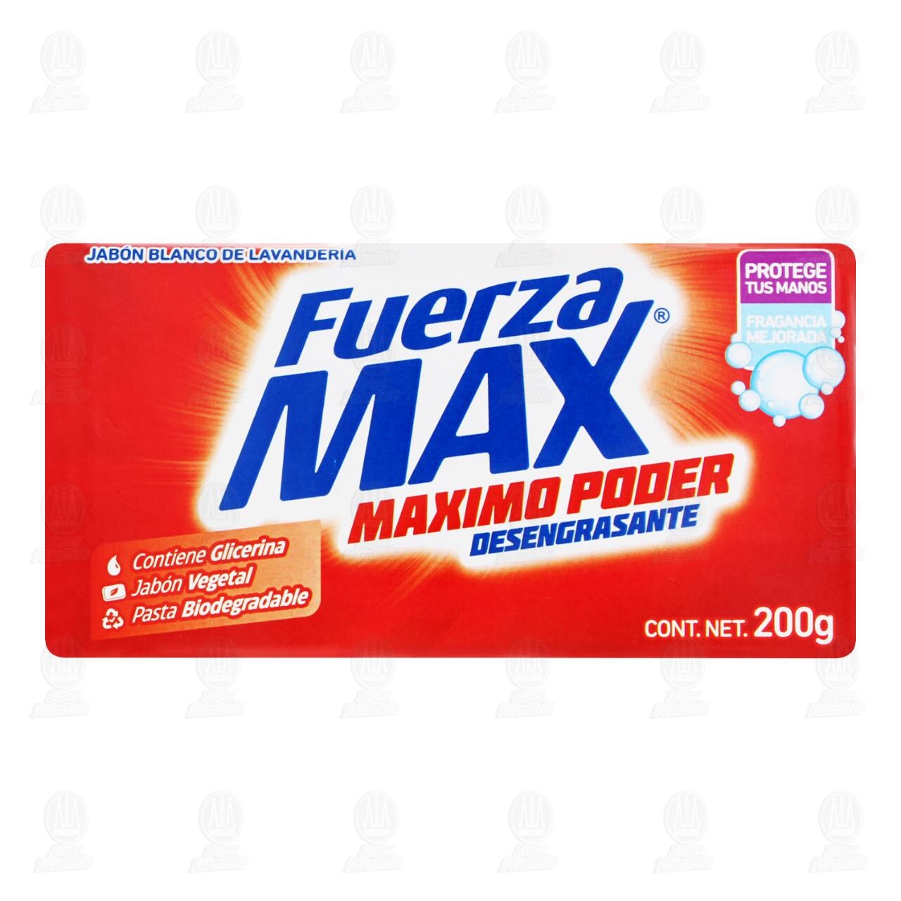 Jab&oacute;n de Lavander&iacute;a Fuerza Max Blanco M&aacute;ximo Poder Desengrasante, 200 gr. image number 1