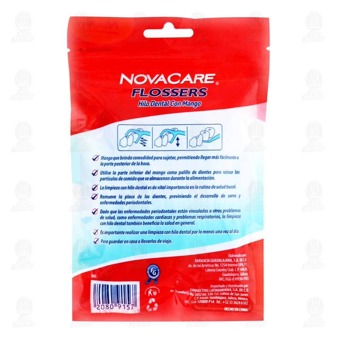 Hilo Dental Novacare Flossers con Mango, 75 pzas. image number 1
