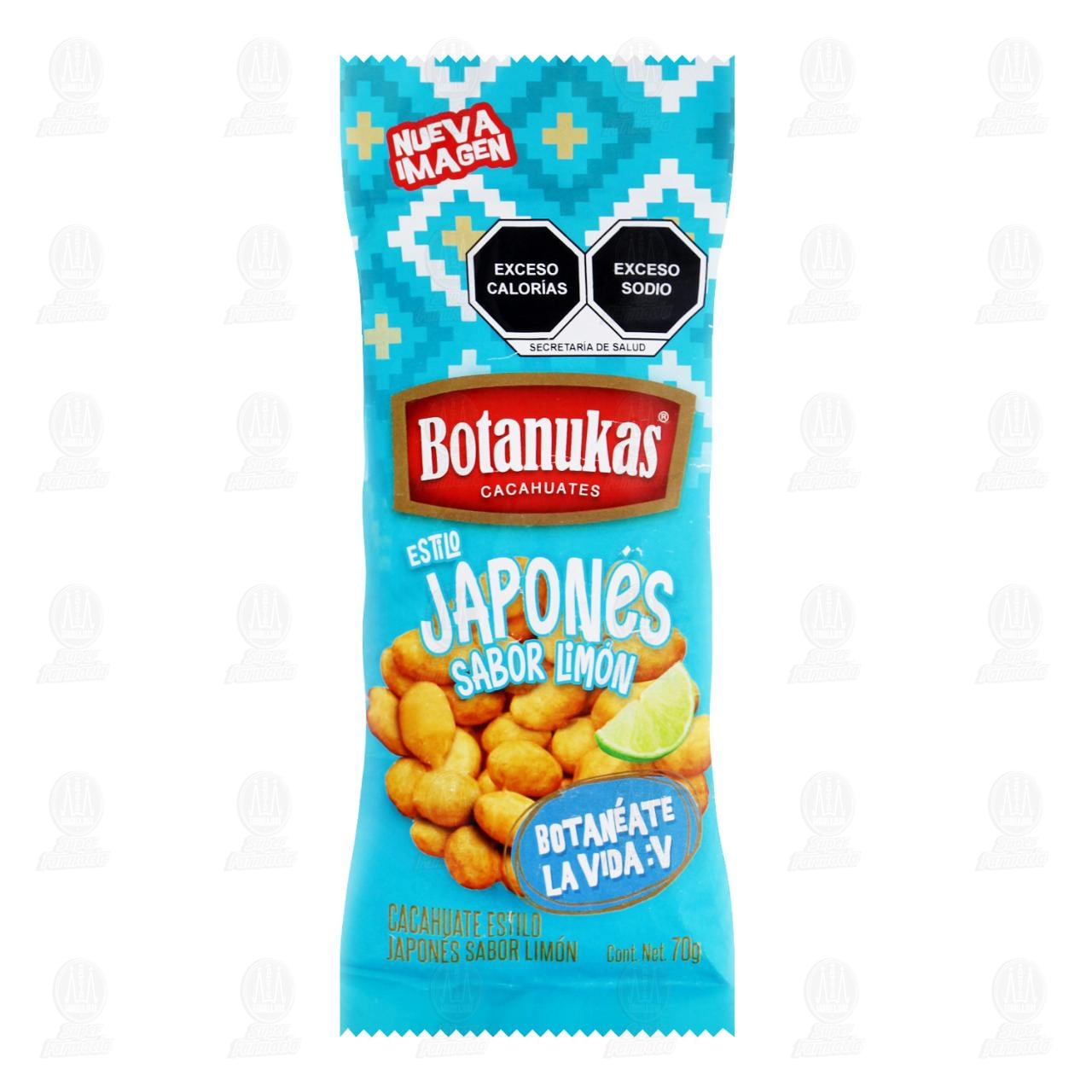 Cacahuates Botanukas Japonés Sabor Limón, 70 gr.