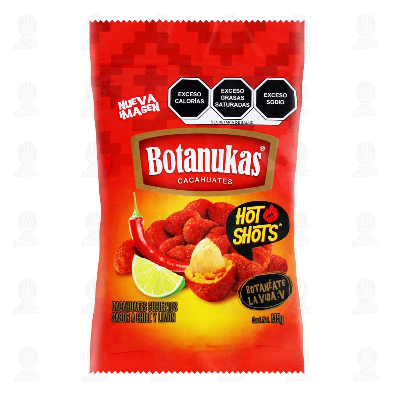 Cacahuates Botanukas Hot Shots, 135 gr.