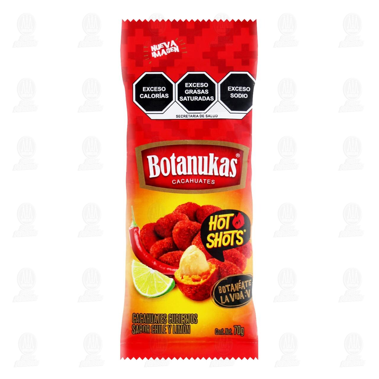 Cacahuates Botanukas Hot Shots, 70 gr.