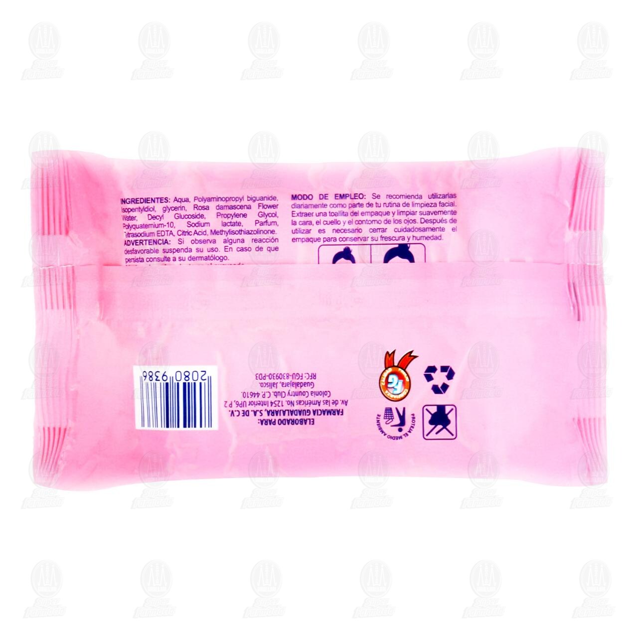 Toallitas H&uacute;medas Desmaquillantes Suavella Agua Micelar con Agua de Rosas, 25 pzas. image number 1