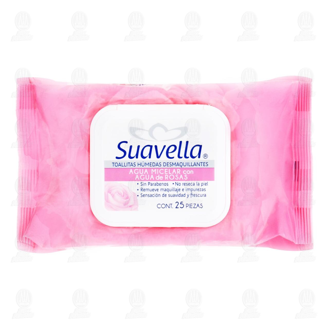 Toallitas H&uacute;medas Desmaquillantes Suavella Agua Micelar con Agua de Rosas, 25 pzas. image number 0