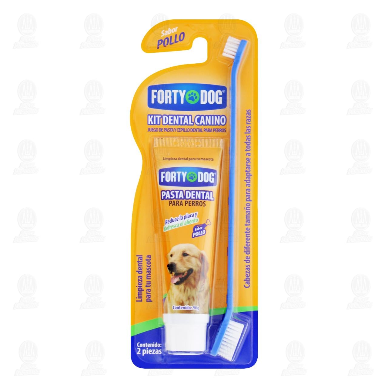 Kit Dental Forty Dog Cepillo + Pasta Dental para Perros, 2 pzas.