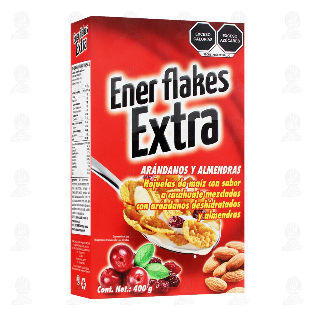 Cereal Ener Flakes Extra Ar&aacute;ndanos y Almendras, 400 gr.