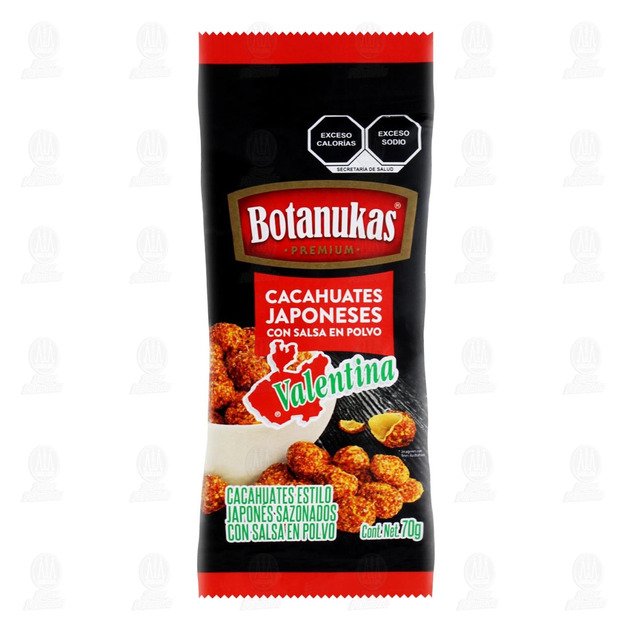 Imagen para Cacahuates Botanukas Premium Japoneses con Salsa en Polvo Valentina, 70 gr.