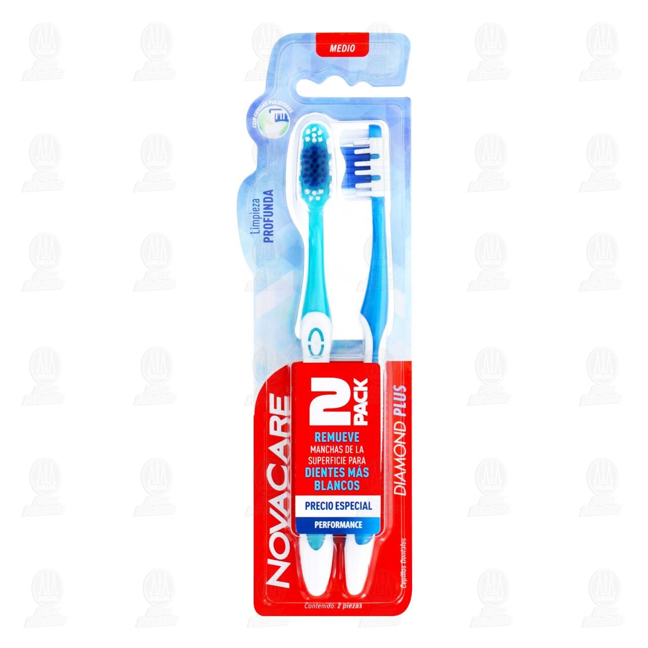 Cepillo Dental NovaCare Diamond Plus Medio 2 Pack, 2 pzas. image number 0