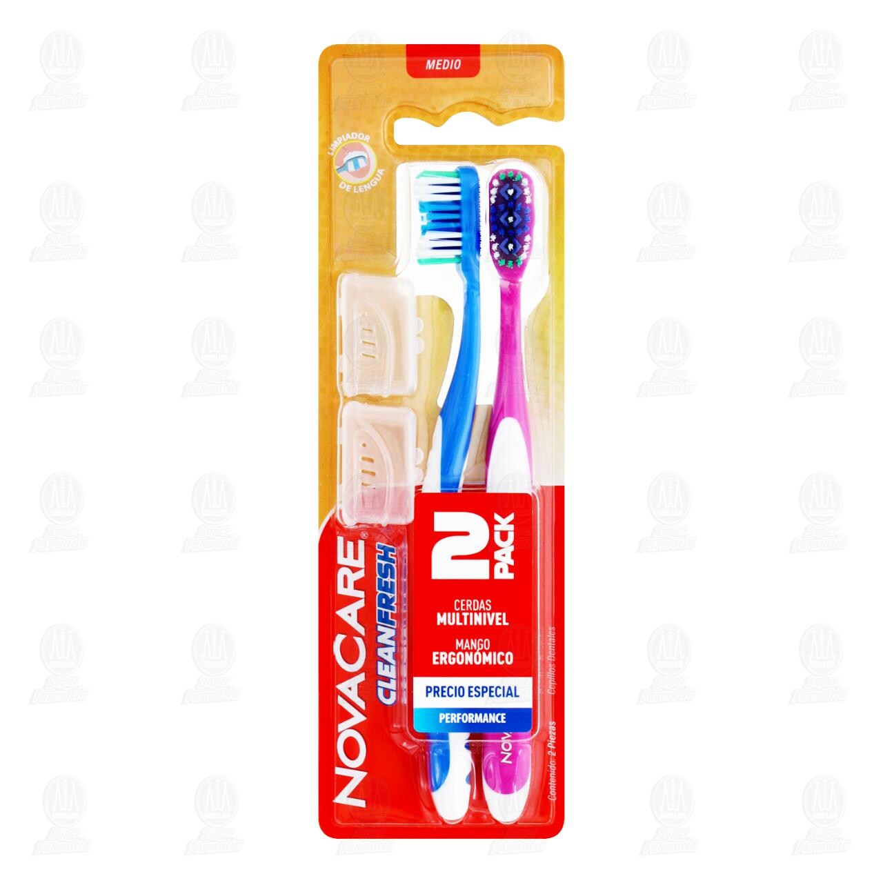 Cepillo Dental NovaCare Clean Fresh Medio 2 Pack, 2 pzas. image number 0