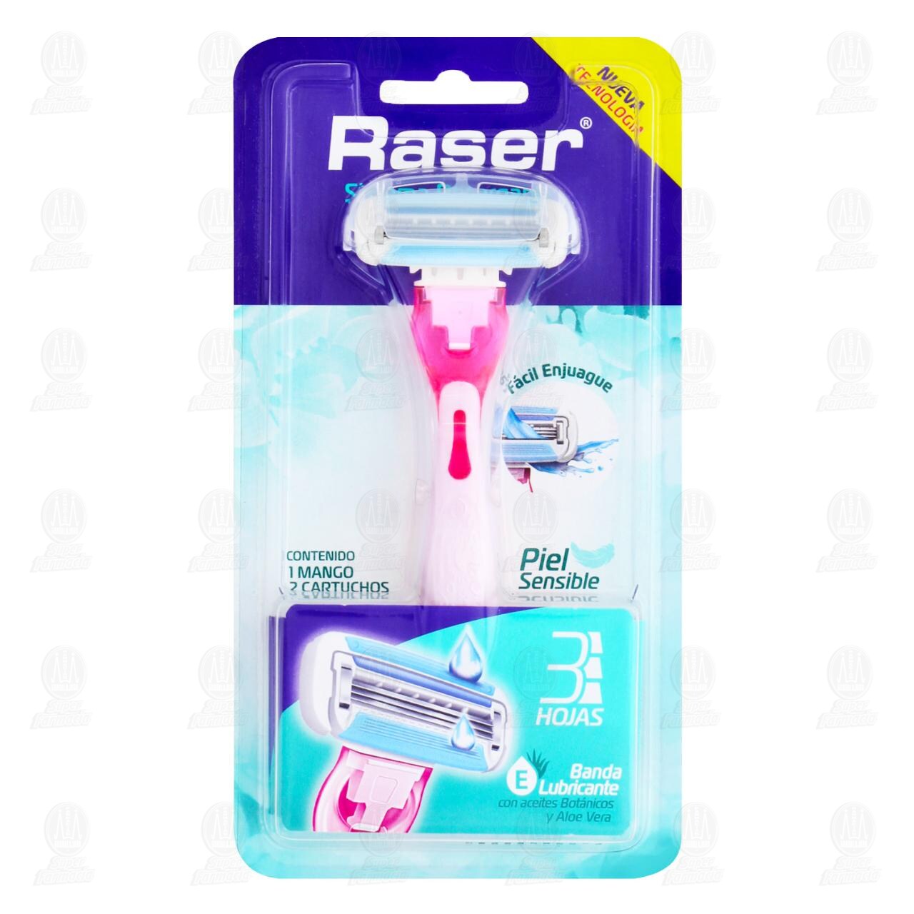 Rastrillo Raser Sistema Recargable, 3 pzas.