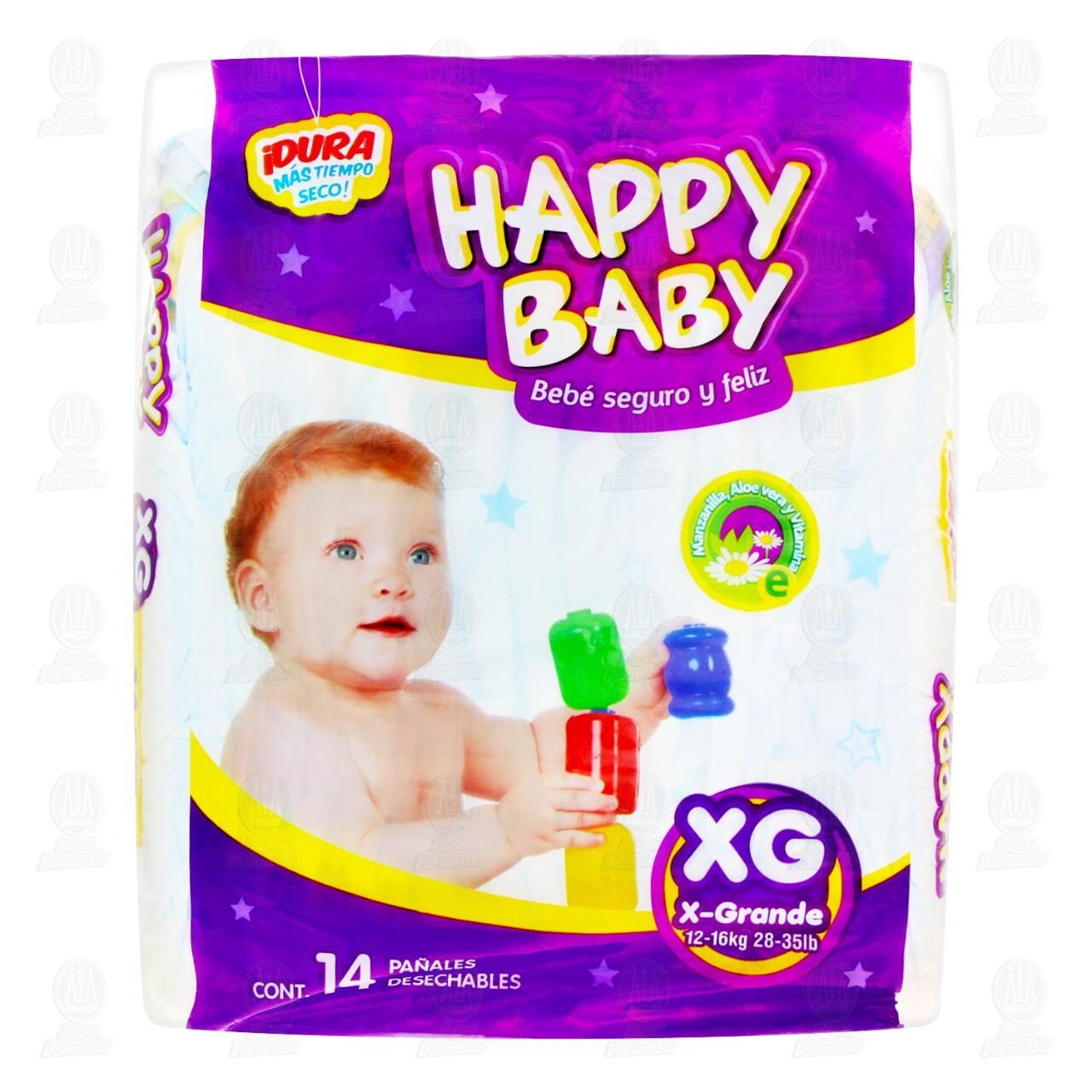 Pañales para Bebé Happy Baby con Manzanilla, Aloe Vera y Vitamina E Talla XG, 14 pzas. image number 1