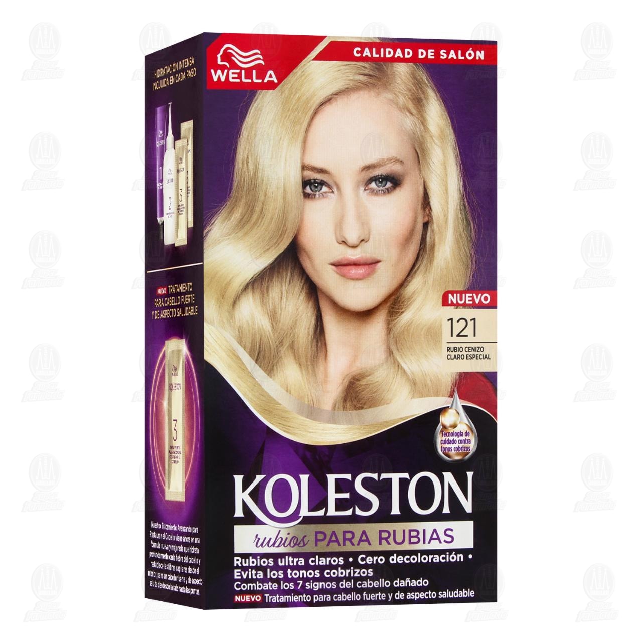 Imagen para Tinte Koleston en Crema Color Rubio Cenizo Claro Especial (121), 8 pzas.