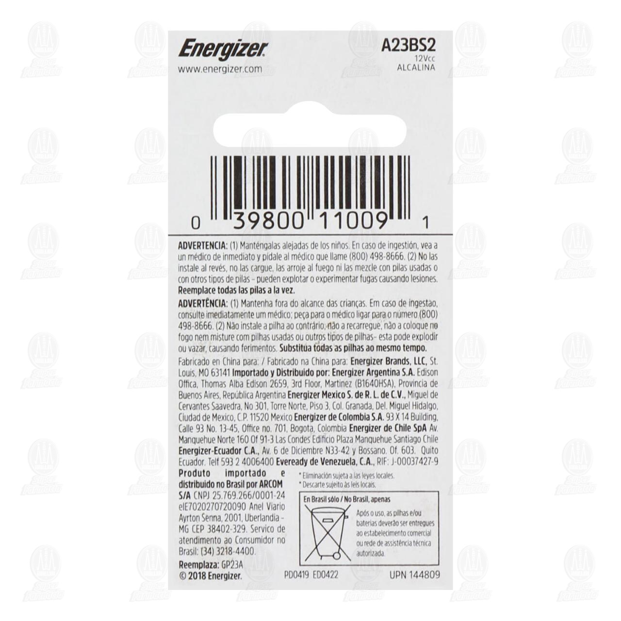 Pilas Energizer Alcalinas A23, 2 pzas. image number 1