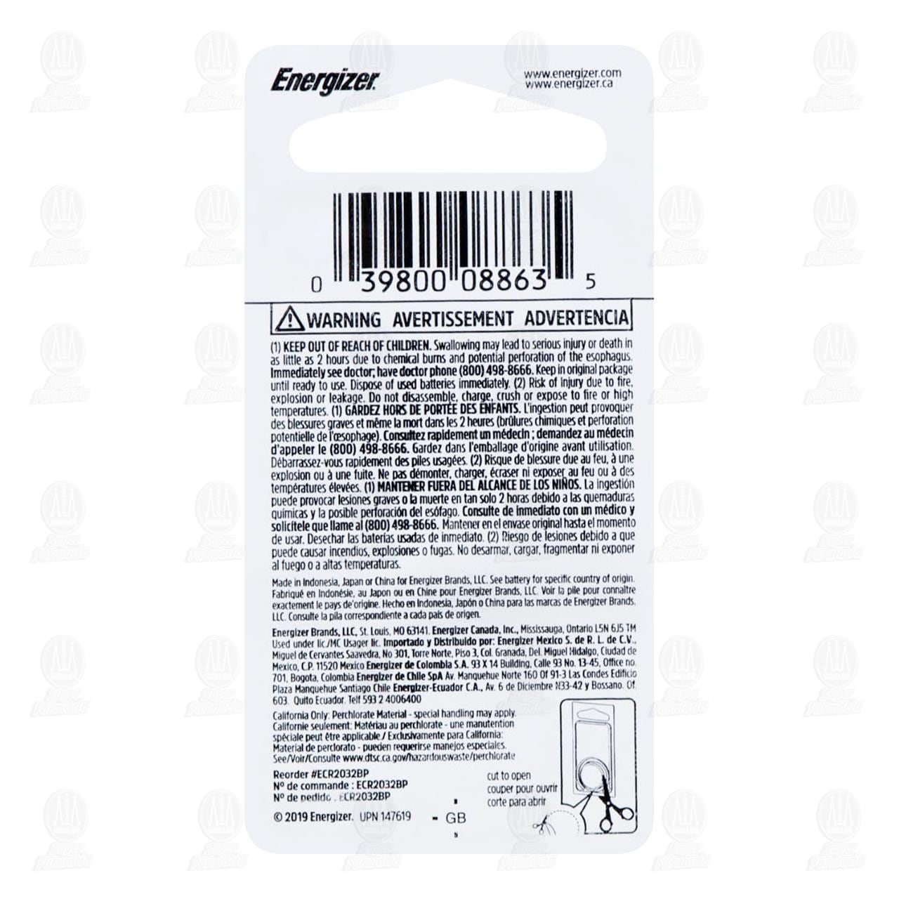 Pila Energizer de Litio 2032, 1 pz. image number 1