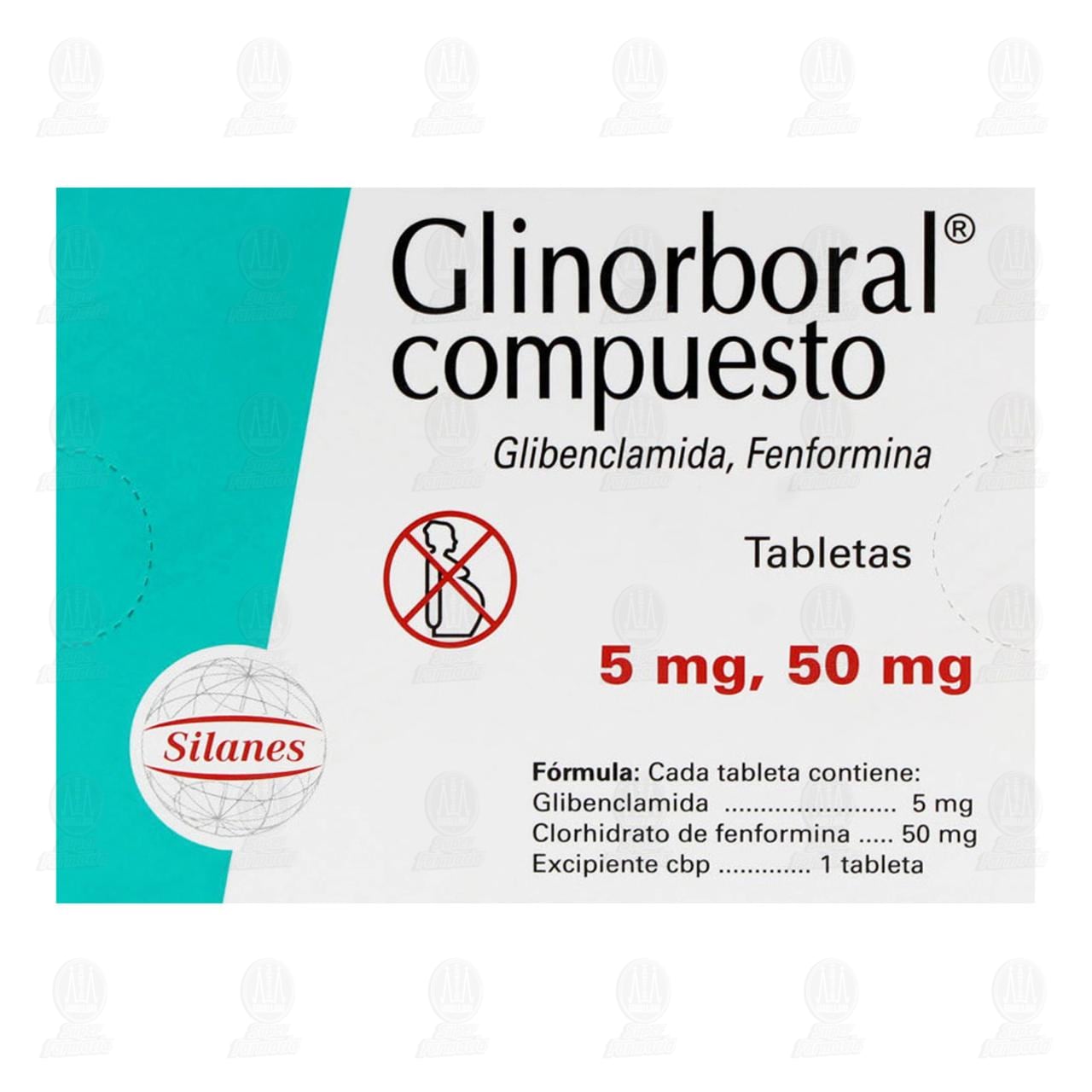 Glinorboral Compuesto 5mg/50mg, 40 Tabletas. image number 2