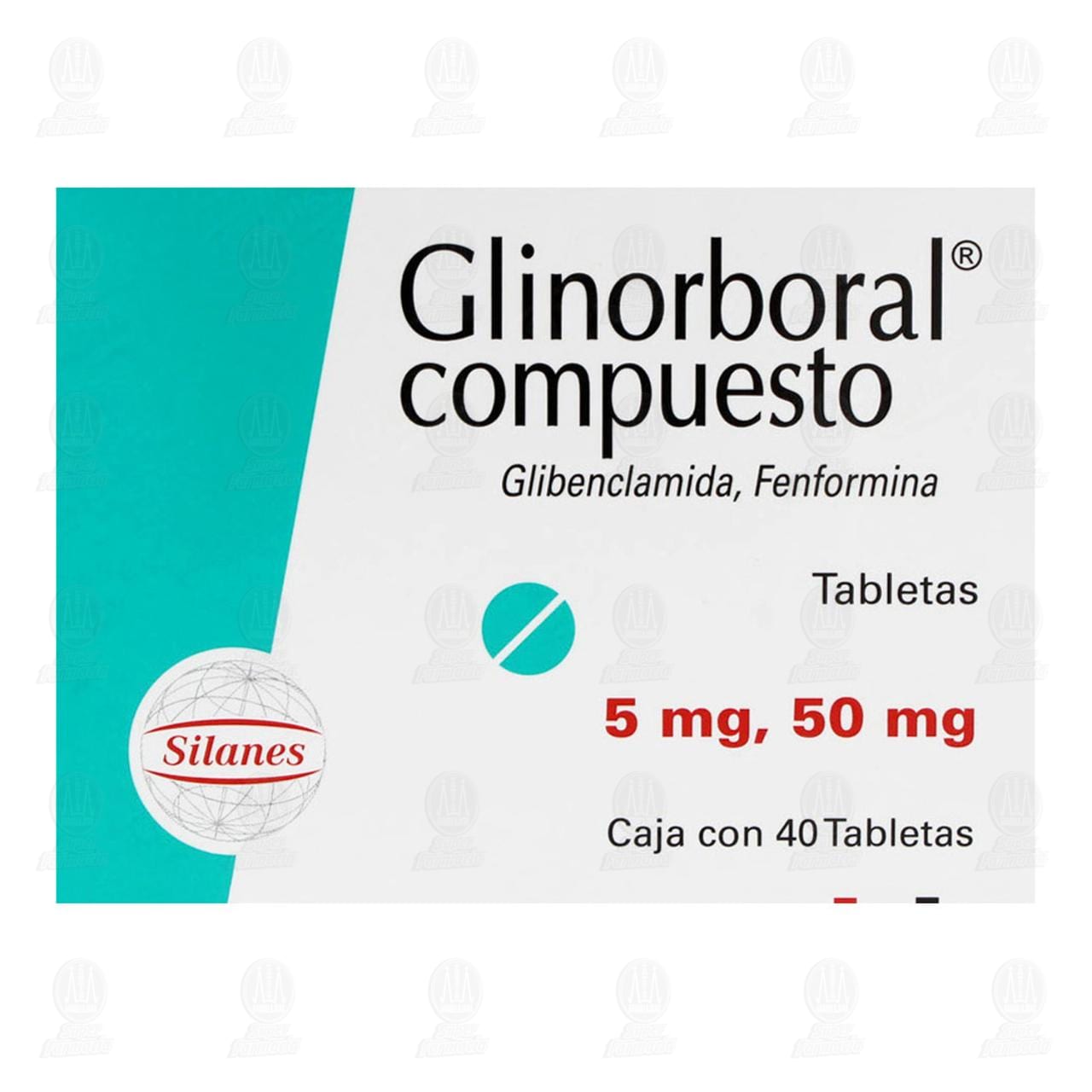 Glinorboral Compuesto 5mg/50mg, 40 Tabletas. image number 1