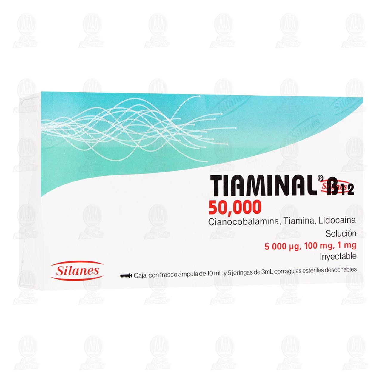 Imagen para Tiaminal B12 50,000mcg/100mg/1mg Solución Inyectable, 5 Jeringas de 3 ml c/u.