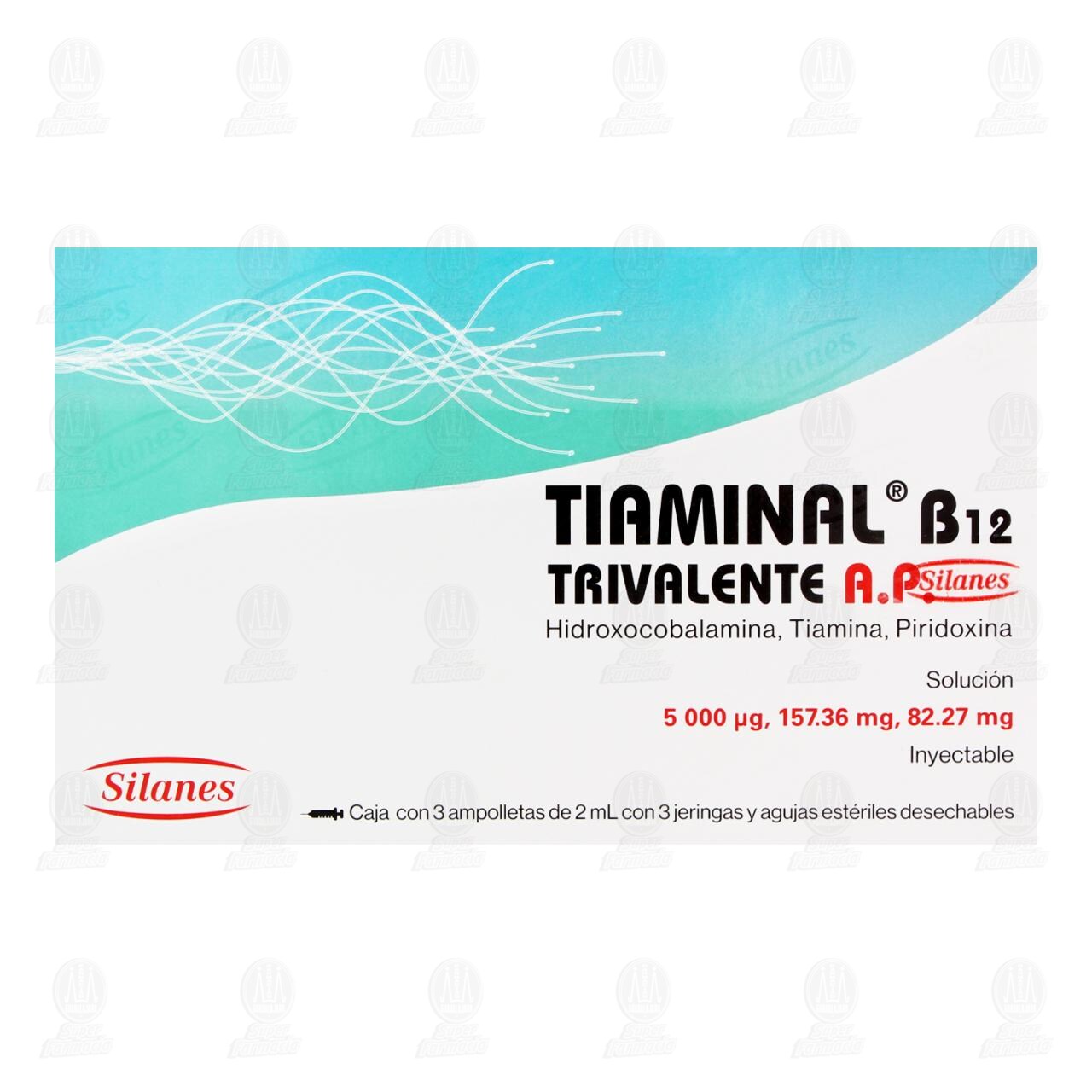 Tiaminal B12 Trivalente AP 5000mcg/157.36mg/82.27mg Solución Inyectable, 3 Ampolletas. image number 1