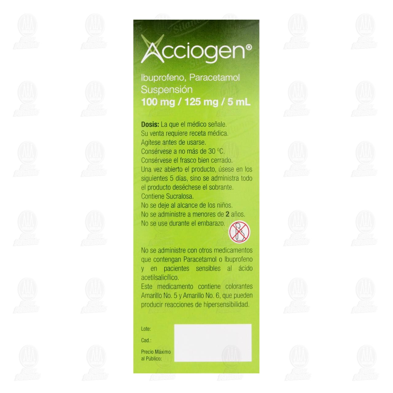 Acciogen 100mg/125mg/5ml Suspensi&oacute;n, 120 ml. image number 2