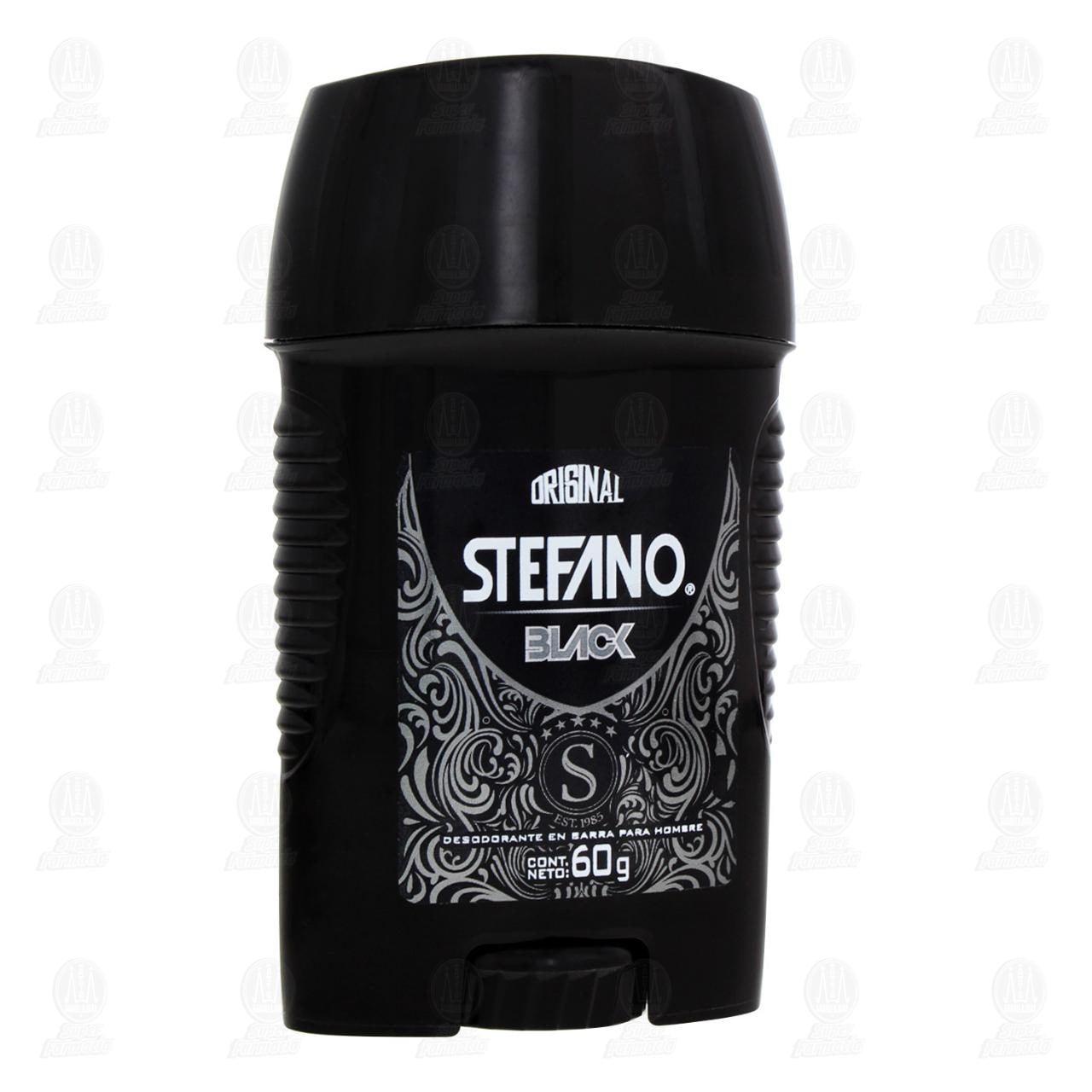 Desodorante Stefano Black en Barra, 60 gr.
