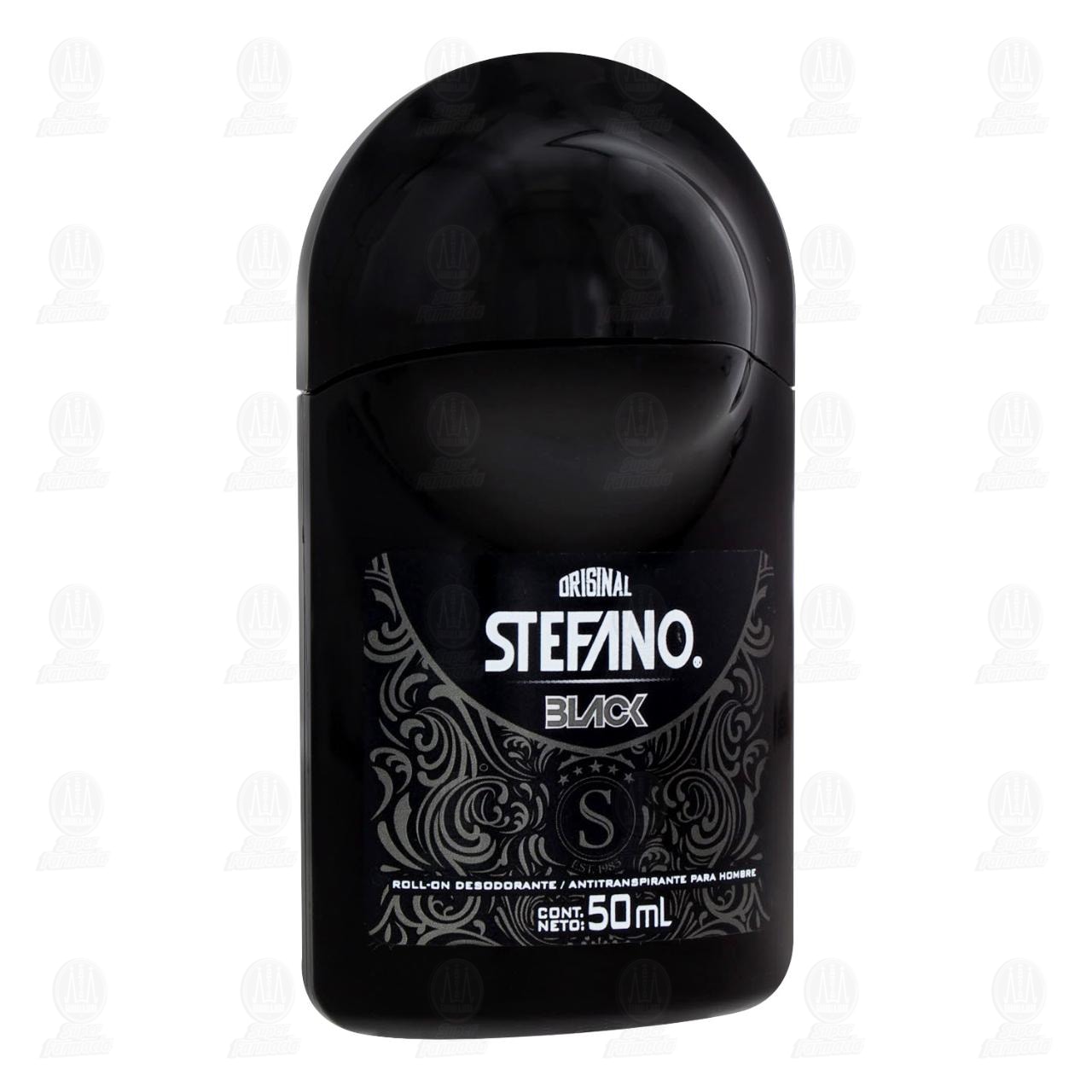 Antitranspirante Stefano Black en Roll On, 50 ml.
