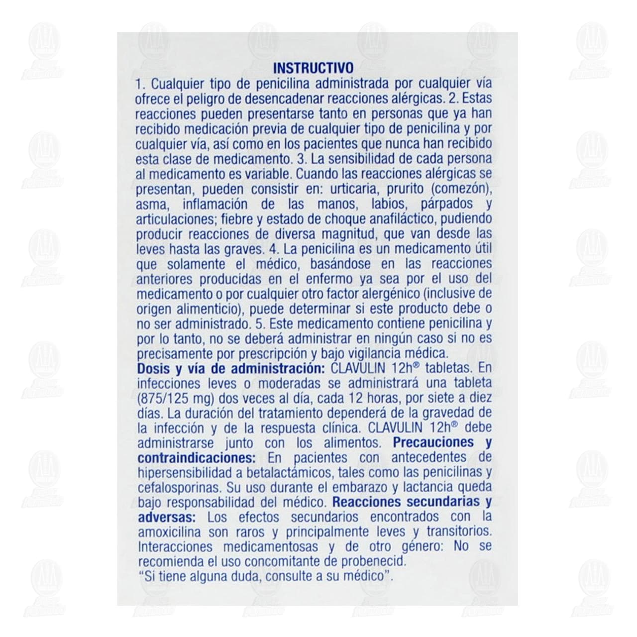 Clavulin 12h 875mg/125mg, 10 Tabletas. image number 3