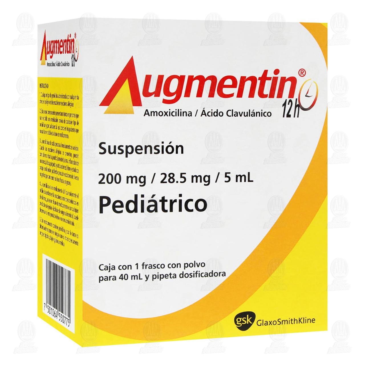 Augmentin 12h 200mg/28.5mg/5ml Suspensi&oacute;n Pedi&aacute;trica, 40 ml. image number 0