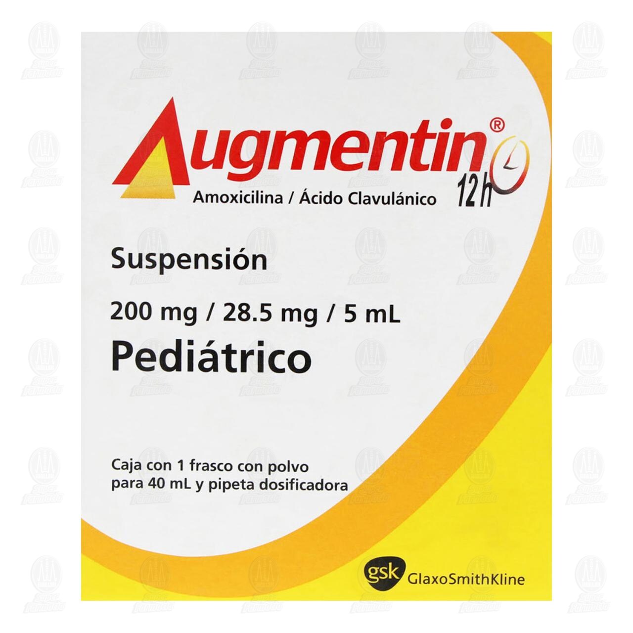 Augmentin 12h 200mg/28.5mg/5ml Suspensi&oacute;n Pedi&aacute;trica, 40 ml. image number 1