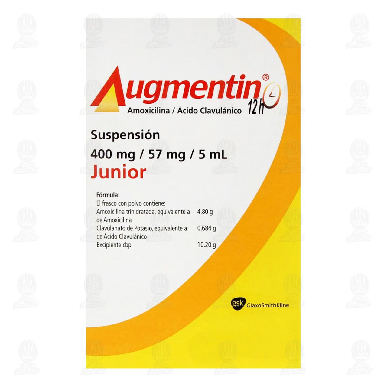 Augmentin 12h 400mg/57mg/5ml Suspensi&oacute;n Junior, 60 ml. image number 2