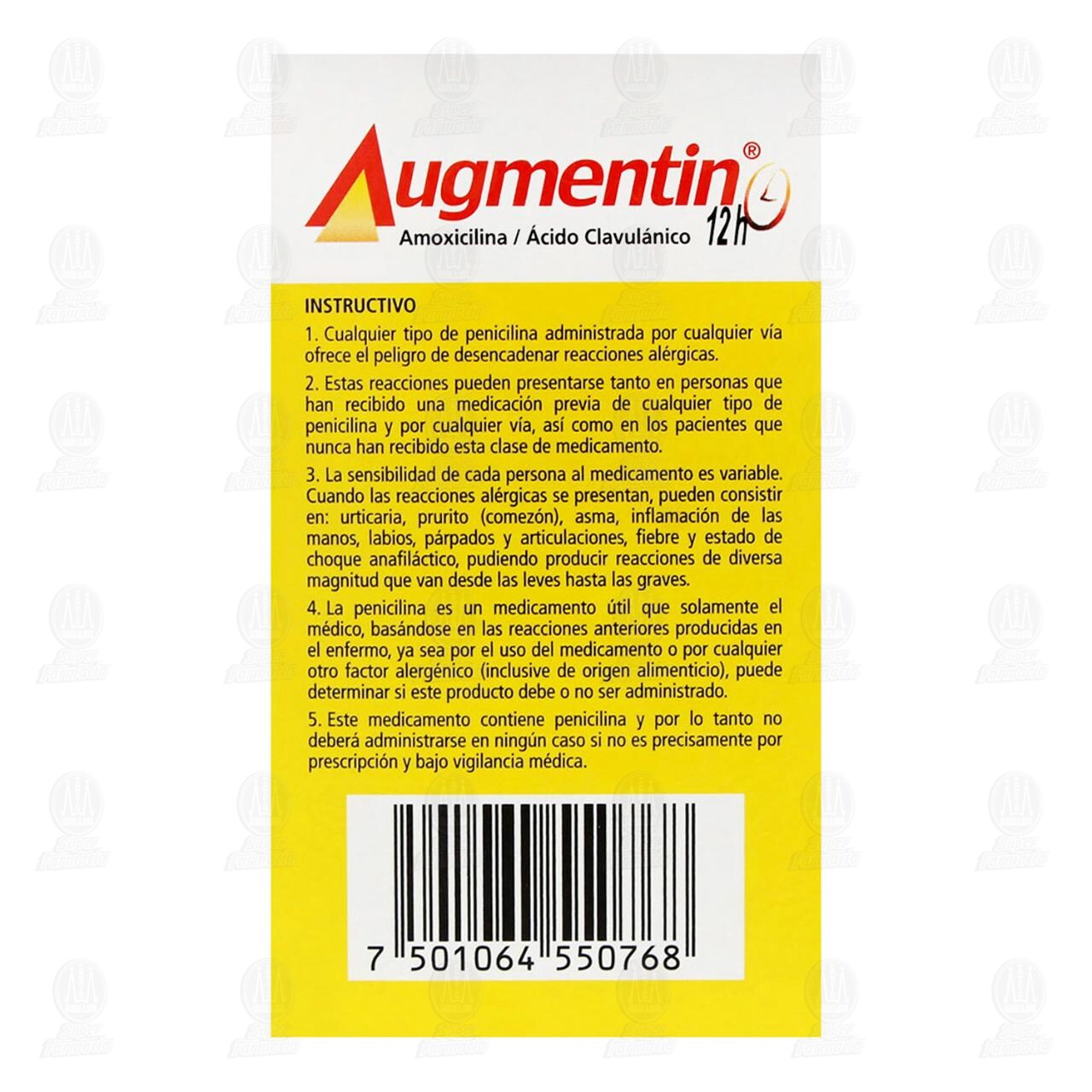 Augmentin 12h 400mg/57mg/5ml Suspensi&oacute;n Junior, 60 ml. image number 3