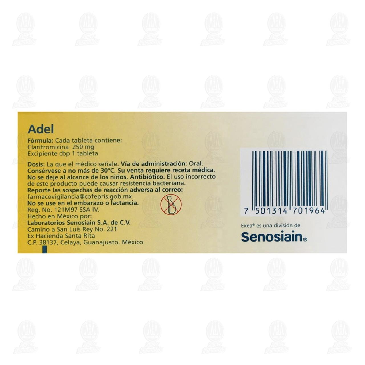 Adel 250 mg, 10 Tabletas. image number 2