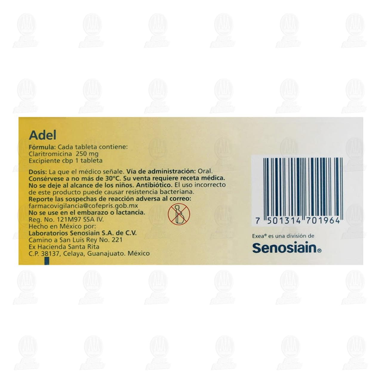 Adel 250 mg, 10 Tabletas. image number 2